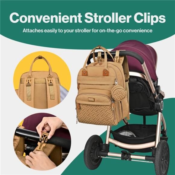 Diaper Bag Backpack - Baby Essentials Travel Tote - Multi function Waterproof - Picture 5 of 7